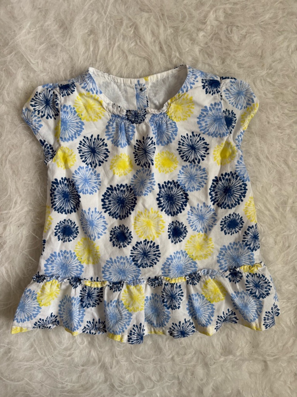Gymboree White Peplum Top with Blue & Yellow Floral Burst